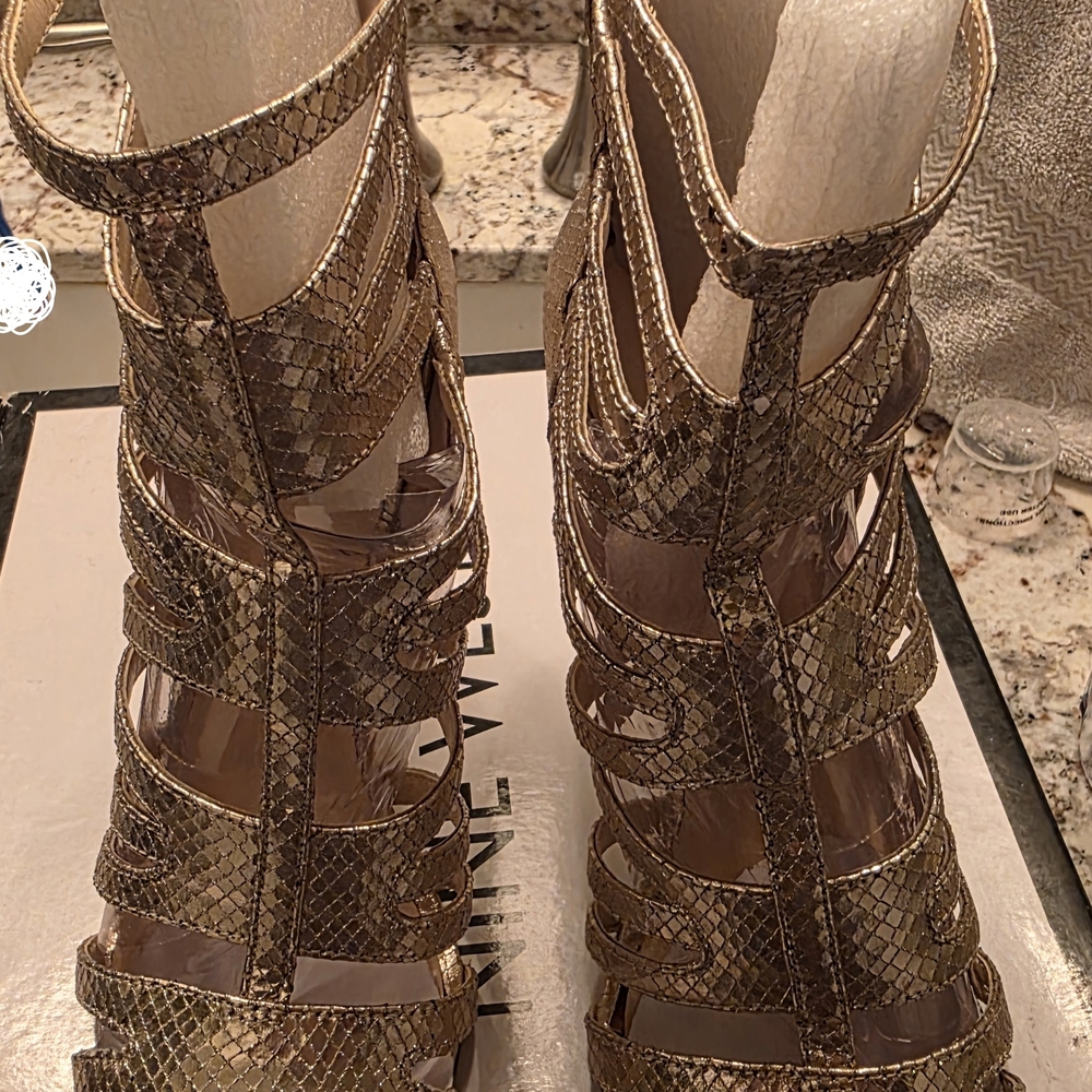Nine West Metallic Strappy Heels